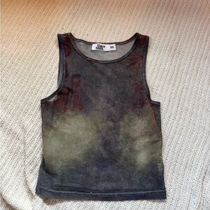Tiger Mist street print Multicolor sheer mesh tank Top
